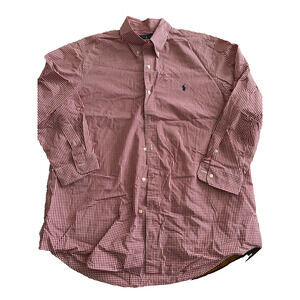 Ralph Lauren VINTAGE, Button Up XL Red/White Check Navy Pony Long Sleeve